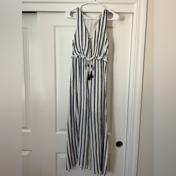 Blue and White Nautical Striped Maxi Dress by Essue size M - Picture 1 of 11